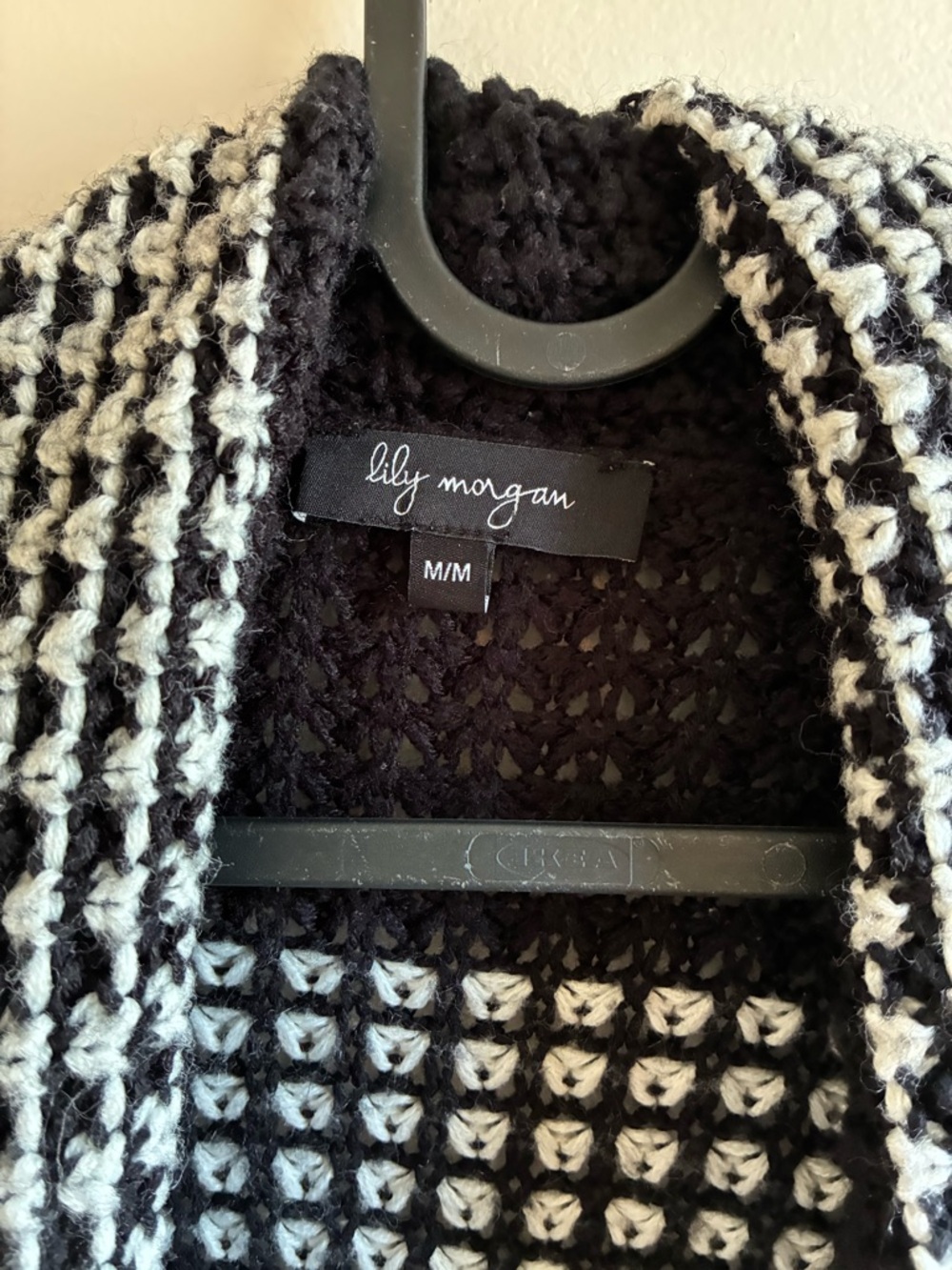 Black & White Open-Front Women's Sweater Cardigan - Picture 3 of 5